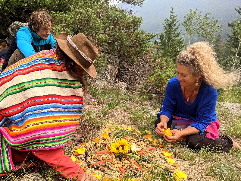 Towards the end of ceremony, we created a Mandala of Gratitude in the shape of a heart. It was an offering to Spirit, nourishing them with love, gratitude, and reverence for all that the medicine brought in for us.